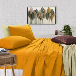 100% Egyptian Cotton 500TC Mustard King Bed Sheets Set
