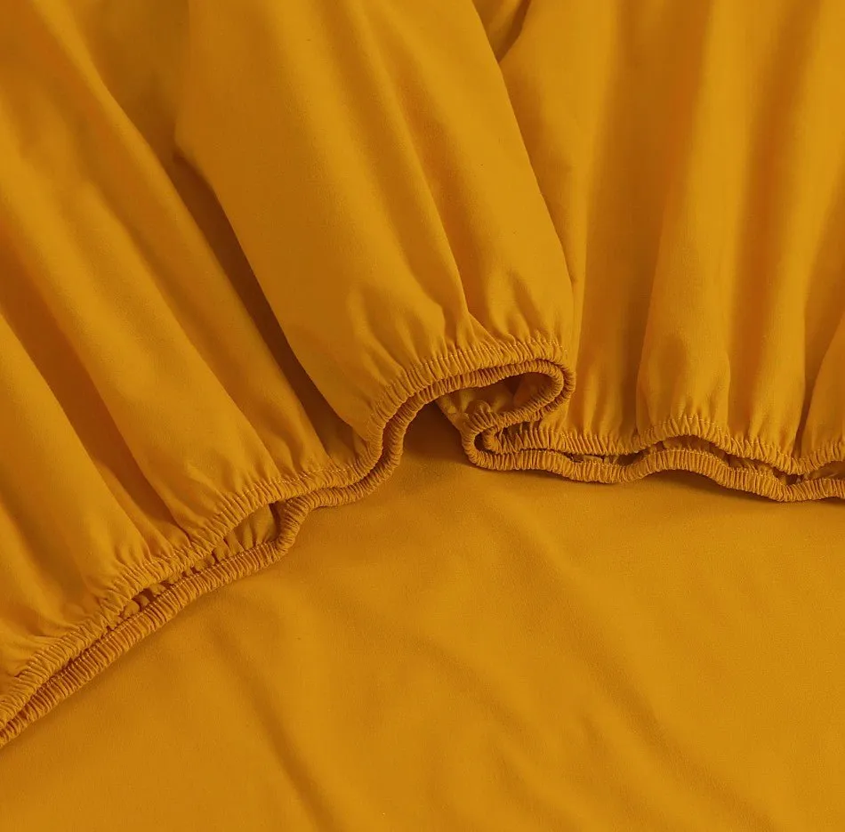 100% Egyptian Cotton 500TC Mustard King Bed Sheets Set