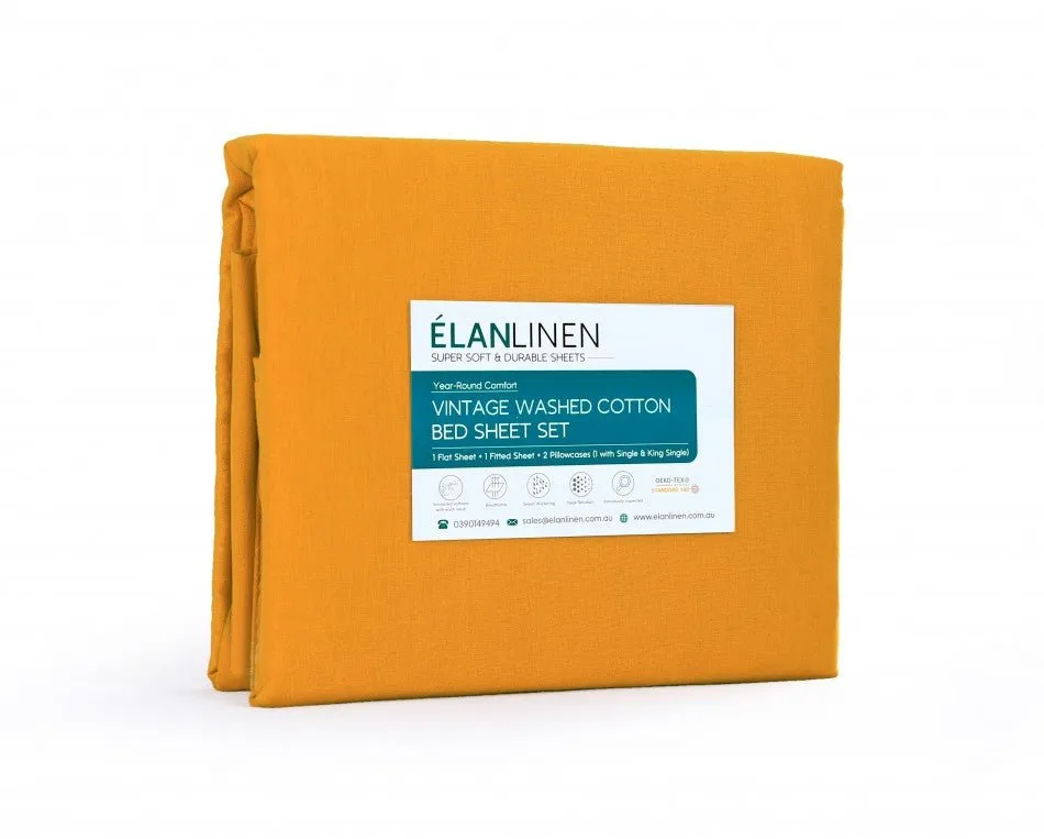100% Egyptian Cotton 500TC Mustard King Bed Sheets Set