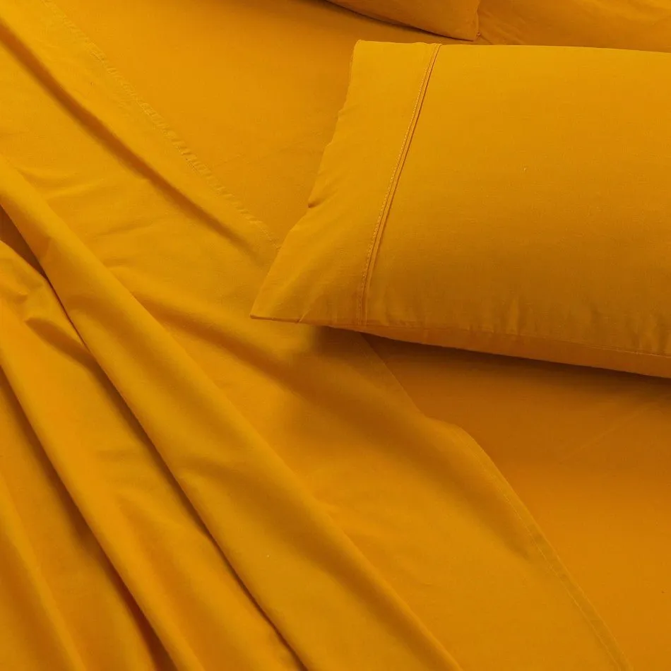 100% Egyptian Cotton 500TC Mustard Queen Bed Sheets Set