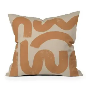 16"x16" 'Almost Makes Perfect' Squig Square Throw Pillow Light Brown - Deny Designs