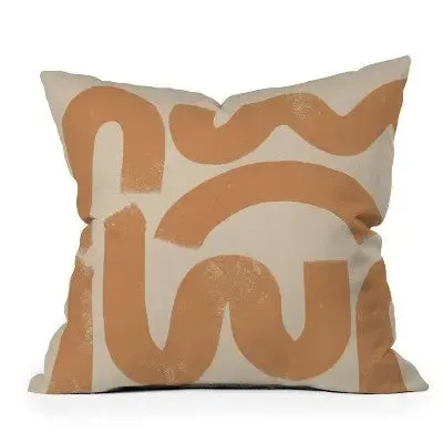 16"x16" 'Almost Makes Perfect' Squig Square Throw Pillow Light Brown - Deny Designs