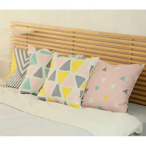 18"x18" Colored Scandi Square Geo Decorative Throw Pillow Cover