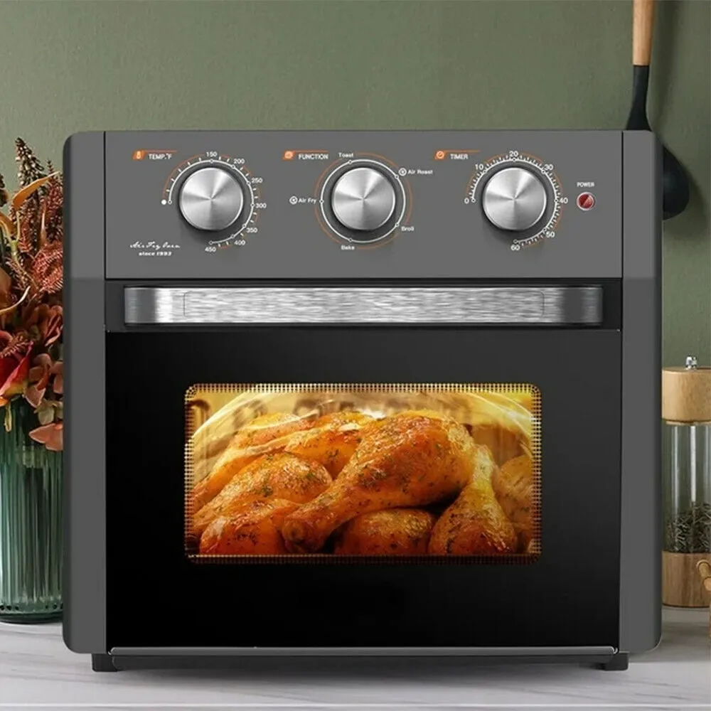19QT With 4 Accessories Air Fryer Toaster Oven, Compact Small Convection Oven Countertop For Fries, Chicken, Pizza, Cake, Bread, Muffin, Steak, 33 Original Recipes, 1300W,