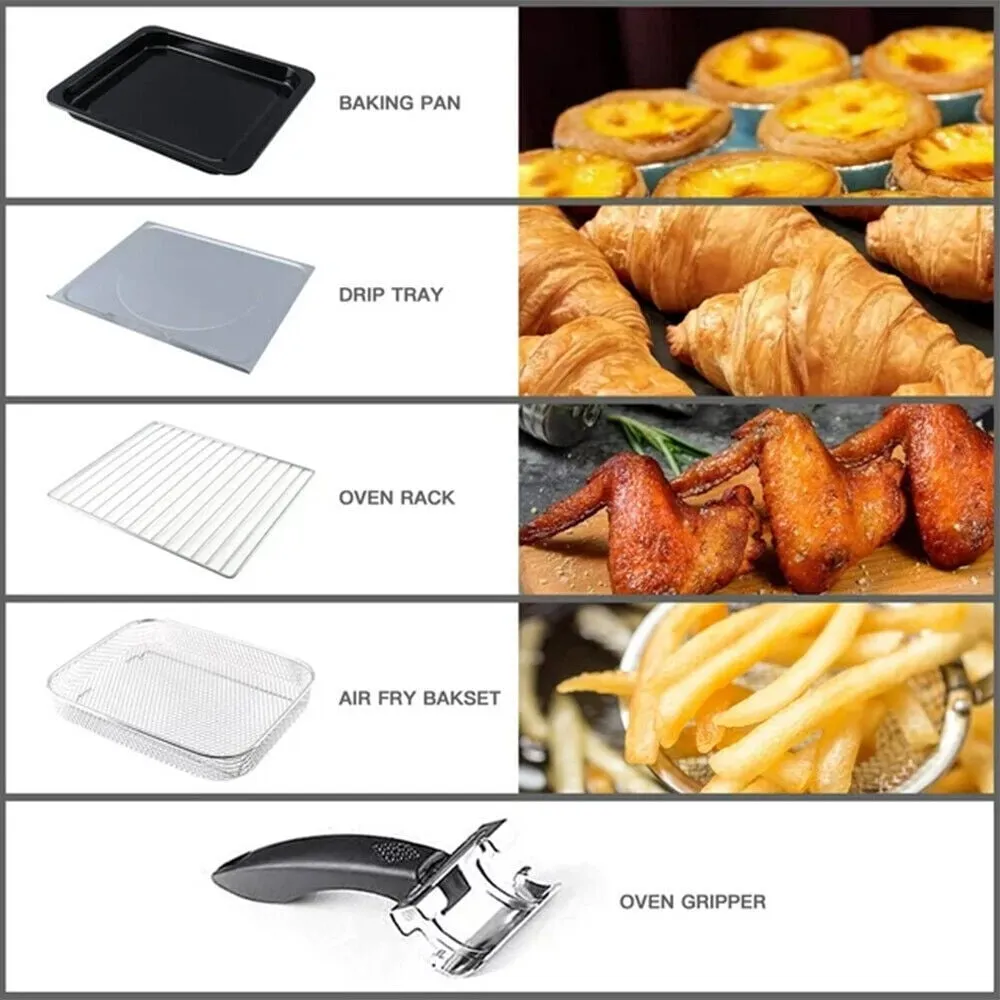 19QT With 4 Accessories Air Fryer Toaster Oven, Compact Small Convection Oven Countertop For Fries, Chicken, Pizza, Cake, Bread, Muffin, Steak, 33 Original Recipes, 1300W,