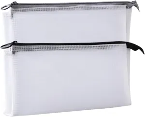 2 Pcs Clear Plastic Pencil Cases Zipper Mesh Bags Travel Cosmetic Pouches Waterproof Makeup Bags Zip Storage Bags Multi Purpose Zippered Bags Gray and Black