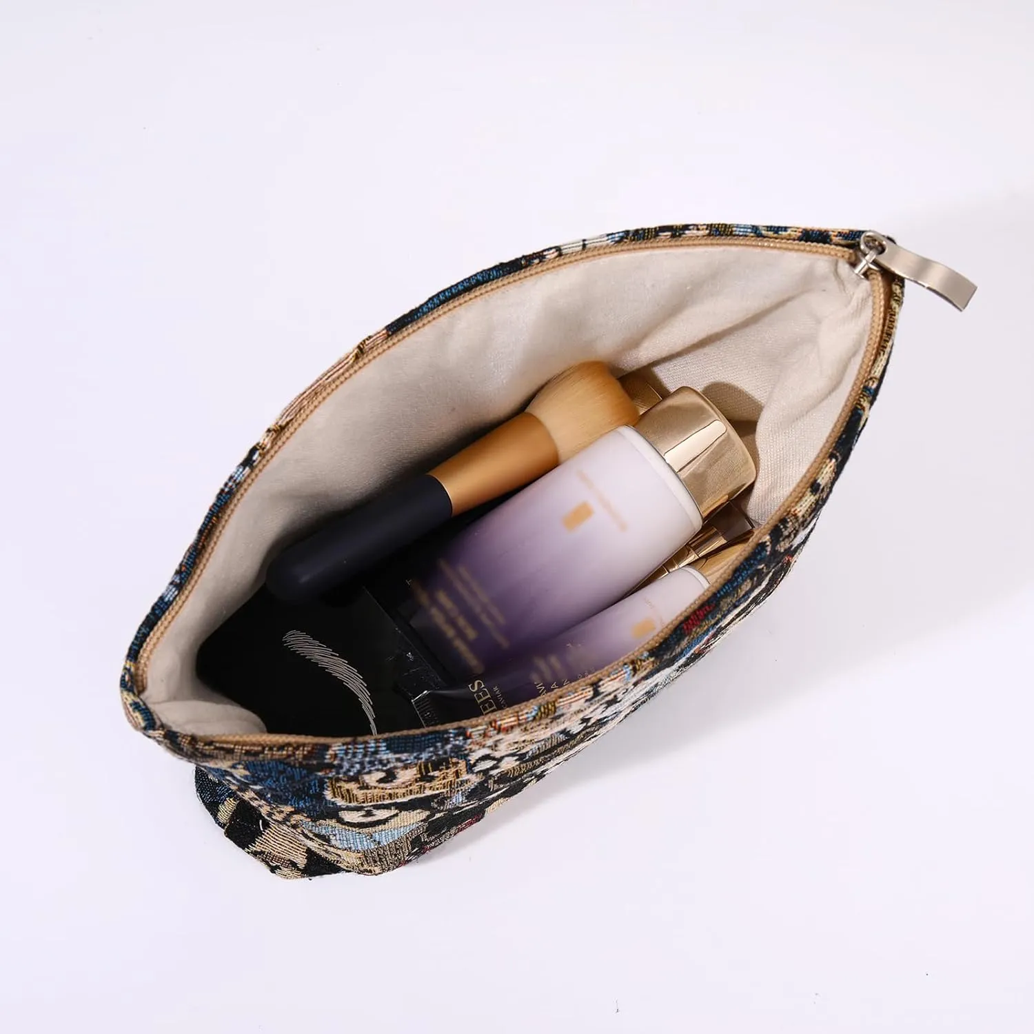 2 PCS Makeup Bag SetPortable Cosmetic Bag for Purse Large Storage Capacity Toiletry Bag OrganizerTravel Pouch with Zipper for Women, (Bear Blue)