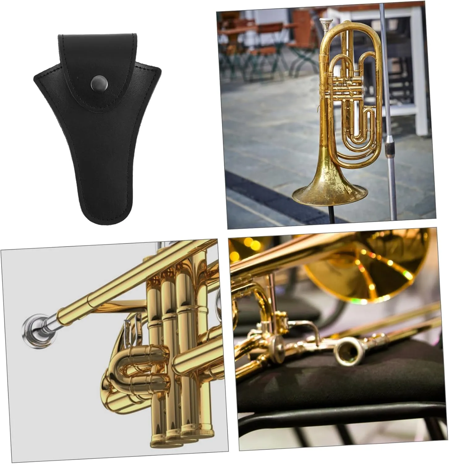 2 Pcs Musical Instrument Case Mouthpiece Storage Bag Trombone Mouthpiece Pouch Storage Bag for Accessories Musical Instrument Protector Mouthpiece Anti-lost Bag Cowhide Black