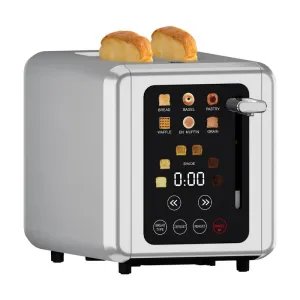 2 Slice Toaster with， Stainless Steel Digital Timer Toaster with Sound Smart Extra Wide Slots Toaster with Bagel Cancel Defrost 6 Bread Types & 6 Shade Settings grandmother grand