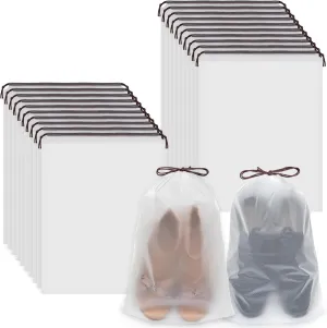 20 Pack Shoe Bags for Travel, Clear Travel Shoe Bags with Drawstring, Waterproof Dustproof Travel Shoe Bags for Packing in Suitcase