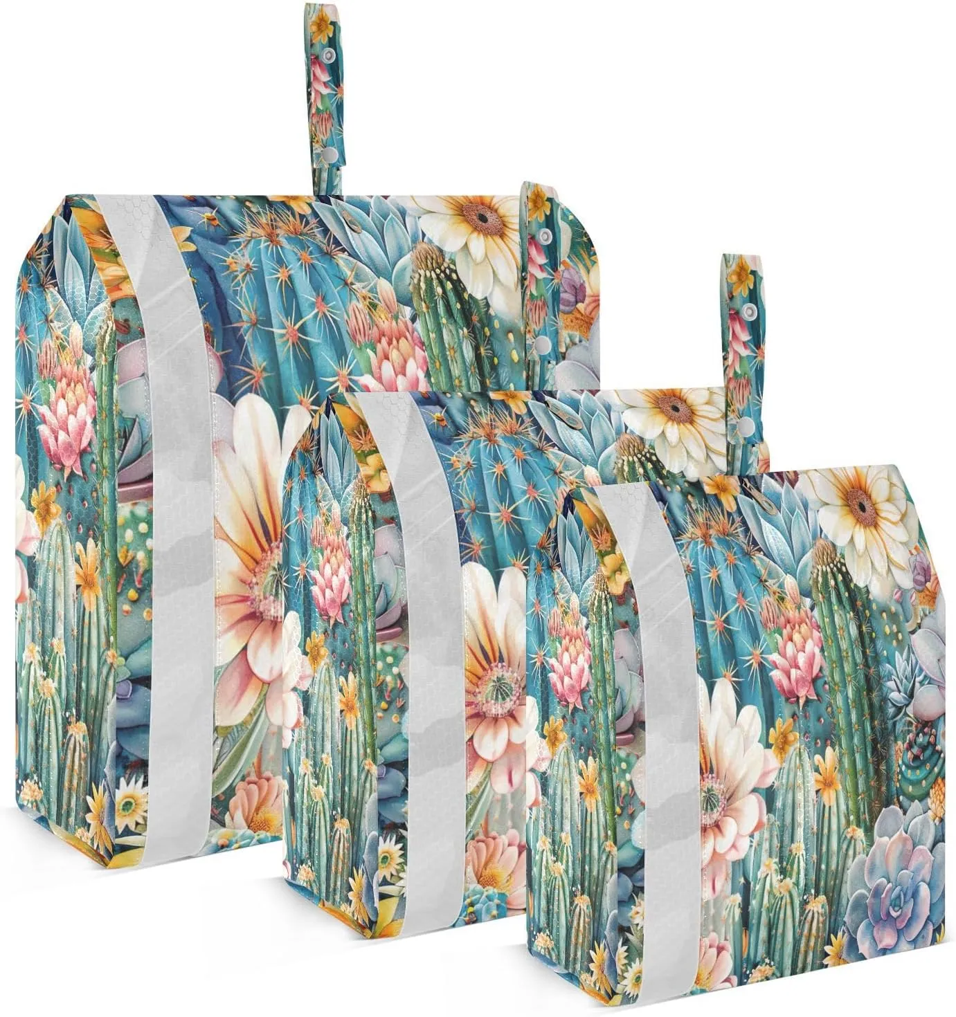 3 Set Travel Packing Cubes Lightweight Foldable Cacti Succulents Luggage Bags Organizers for Travel Accessories Travel Essentials