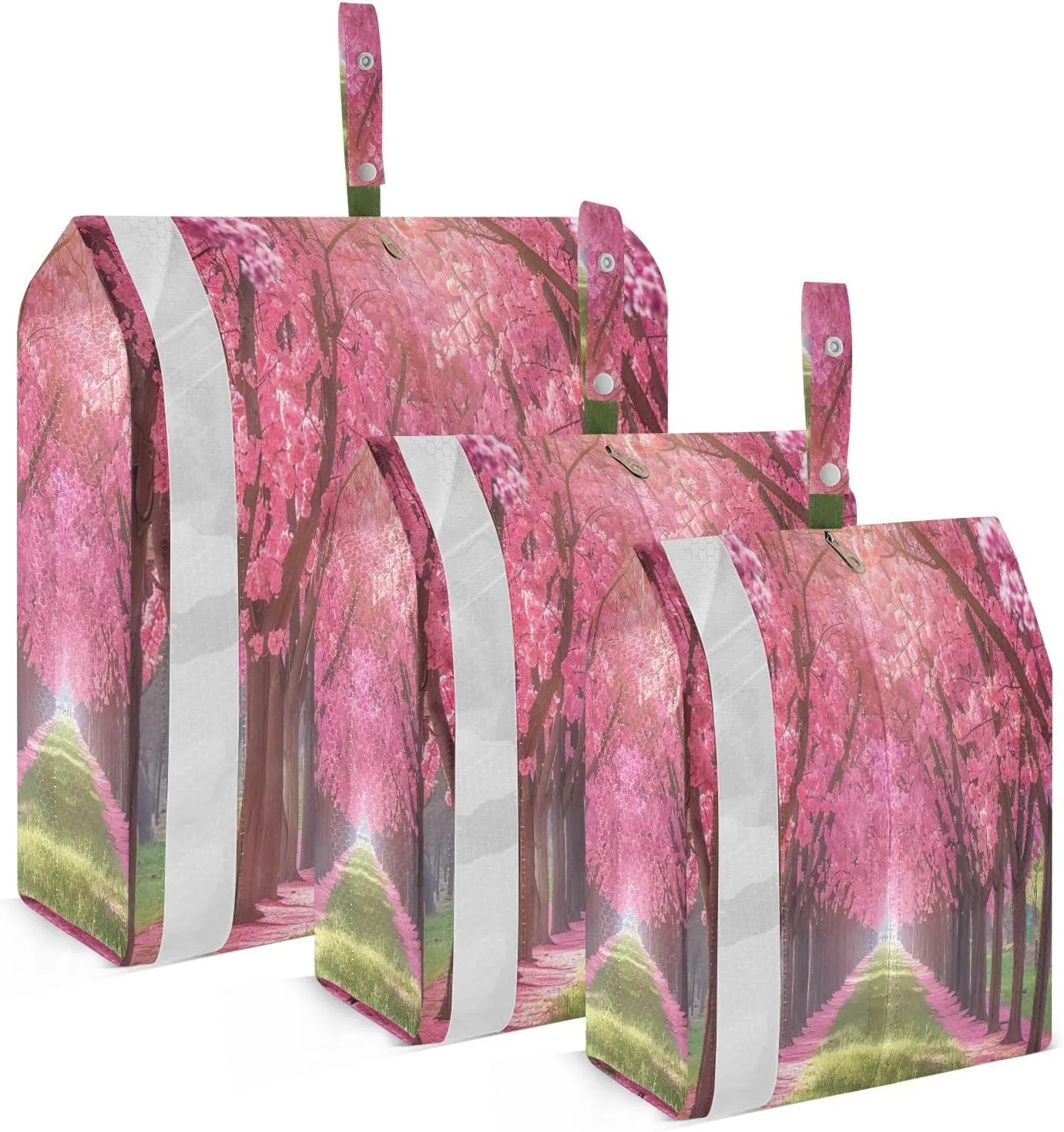 3 Set Travel Packing Cubes Lightweight Foldable Cherry Blossom Trees Luggage Bags Organizers for Travel Accessories Travel Essentials