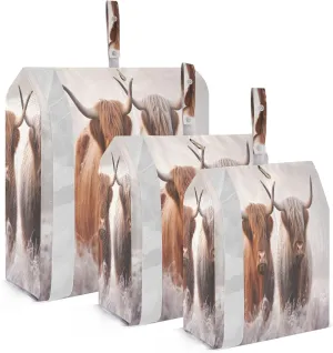 3 Set Travel Packing Cubes Lightweight Foldable Highland Cattle Luggage Bags Organizers for Travel Accessories Travel Essentials