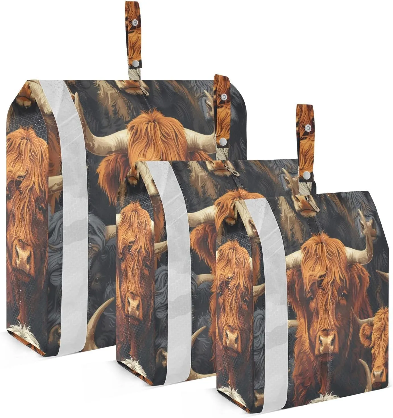 3 Set Travel Packing Cubes Lightweight Foldable Highland Cow Luggage Bags Organizers for Travel Accessories Travel Essentials