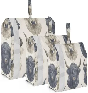3 Set Travel Packing Cubes Lightweight Foldable Highland Cow Luggage Bags Organizers for Travel Accessories Travel Essentials