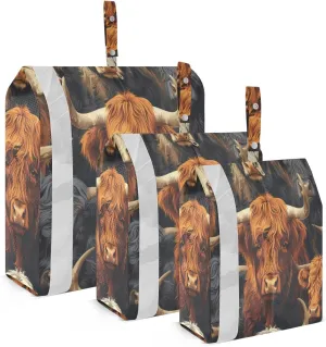 3 Set Travel Packing Cubes Lightweight Foldable Highland Cow Luggage Bags Organizers for Travel Accessories Travel Essentials