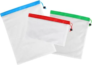 3pcs Reusable Mesh Produce Bags Vegetable Storage Bags for Refrigerator Grocery Shopping