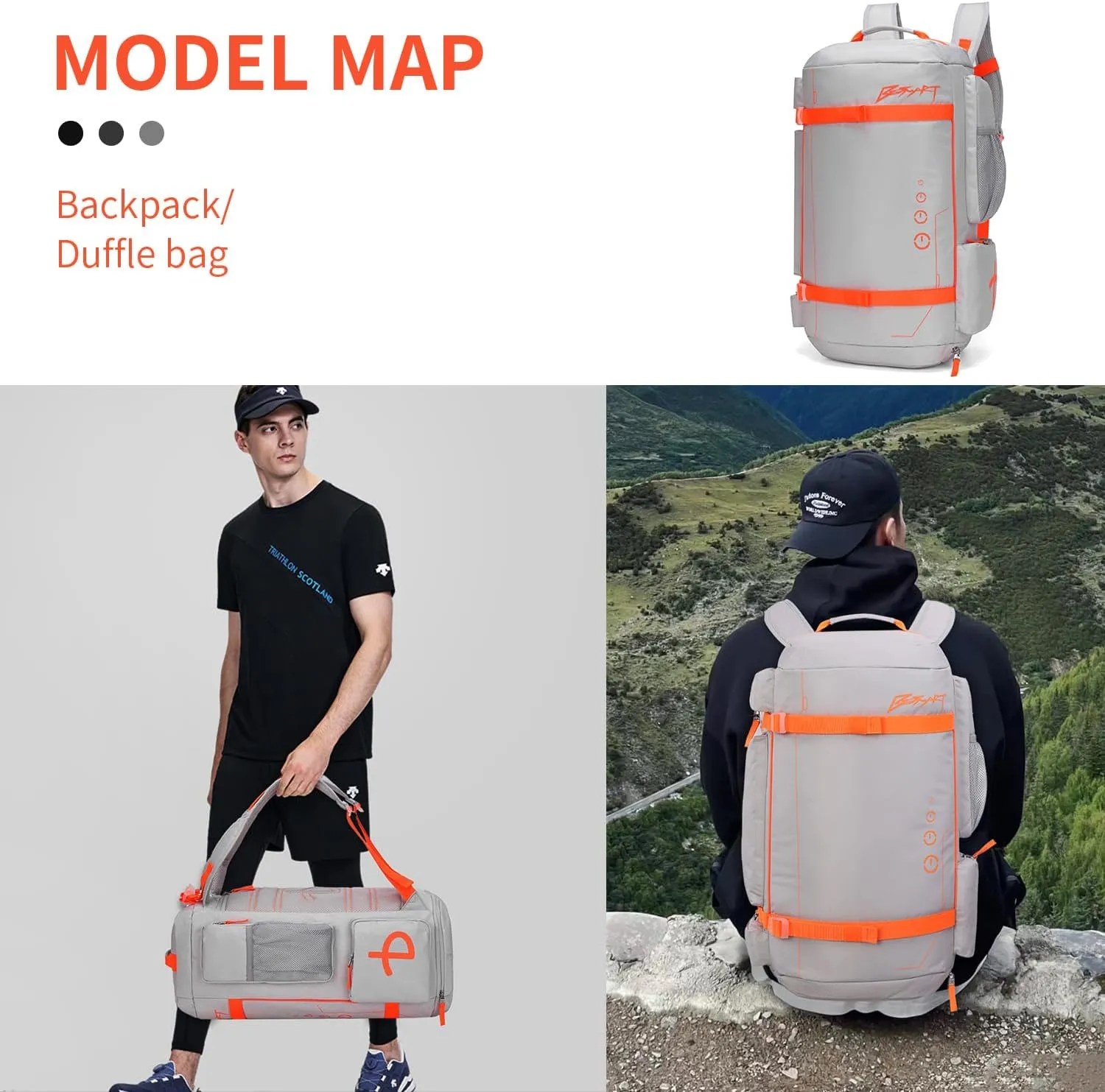 40L Extra Large Gym Backpack for Men, Big Gym Bag with Shoes Compartment, Waterproof Heavy Duty Duffel Bags, Men's Workout Backpacks for Outdoor Sport,Hiking,Camping,Travel