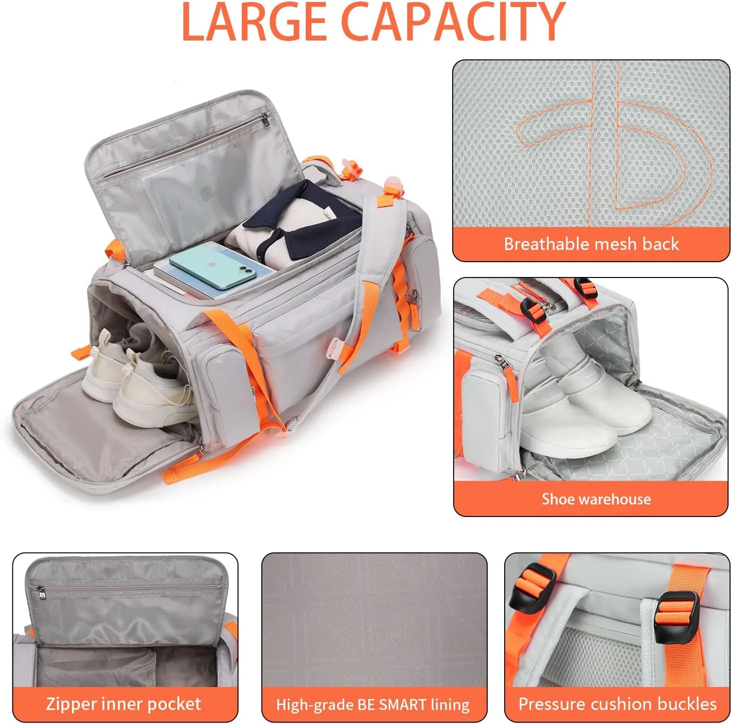 40L Extra Large Gym Backpack for Men, Big Gym Bag with Shoes Compartment, Waterproof Heavy Duty Duffel Bags, Men's Workout Backpacks for Outdoor Sport,Hiking,Camping,Travel