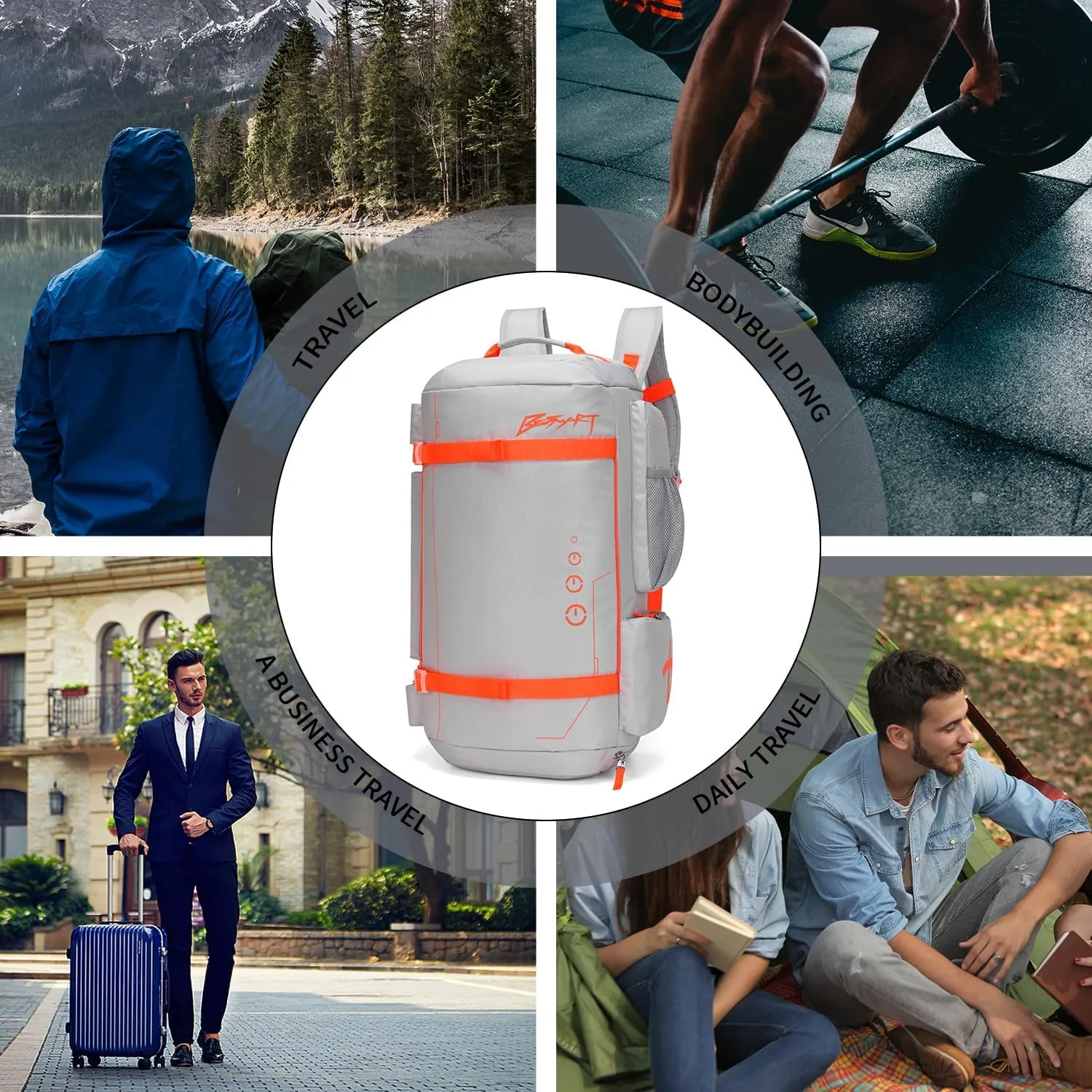 40L Extra Large Gym Backpack for Men, Big Gym Bag with Shoes Compartment, Waterproof Heavy Duty Duffel Bags, Men's Workout Backpacks for Outdoor Sport,Hiking,Camping,Travel