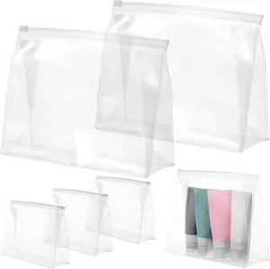 6 Pcs Clear Makeup Organizer Bags Durable Zippered Pouches for Travel Toiletries and Cosmetics Transparent Design for Easy Access and Versatile Use