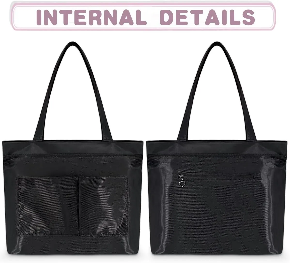Abstract Geometric Stripe Tote Bag with Zipper 15 Inch Canvas Tote Bag for Women Shoulder Handbag