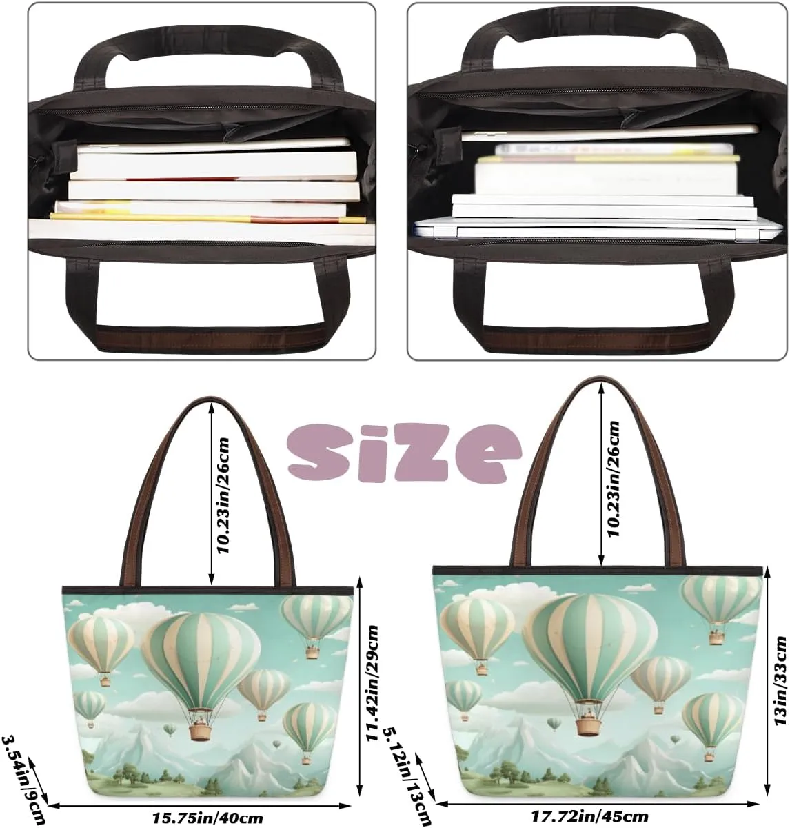 Abstract Geometric Stripe Tote Bag with Zipper 15 Inch Canvas Tote Bag for Women Shoulder Handbag