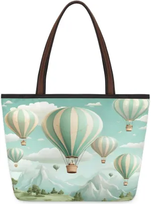 Abstract Geometric Stripe Tote Bag with Zipper 15 Inch Canvas Tote Bag for Women Shoulder Handbag