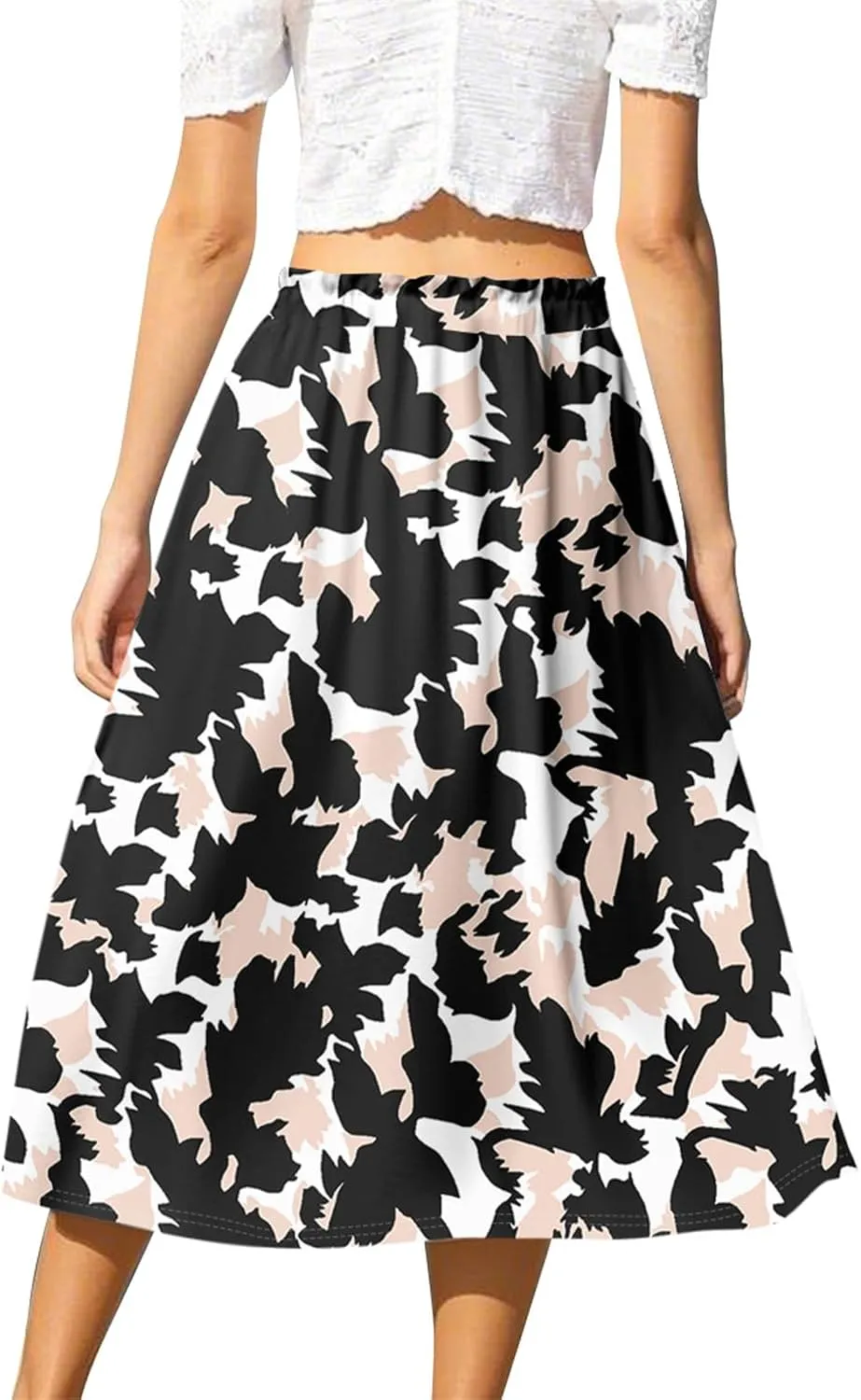 ADHOWBEW Maxi Skirts for Women Beach High Waisted A Line Ruffle Casual Cute Flowy Trendy Midi Length Plus Size Summer Skirts