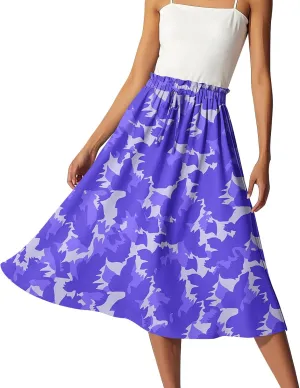ADHOWBEW Maxi Skirts for Women Beach High Waisted A Line Ruffle Casual Cute Flowy Trendy Midi Length Plus Size Summer Skirts