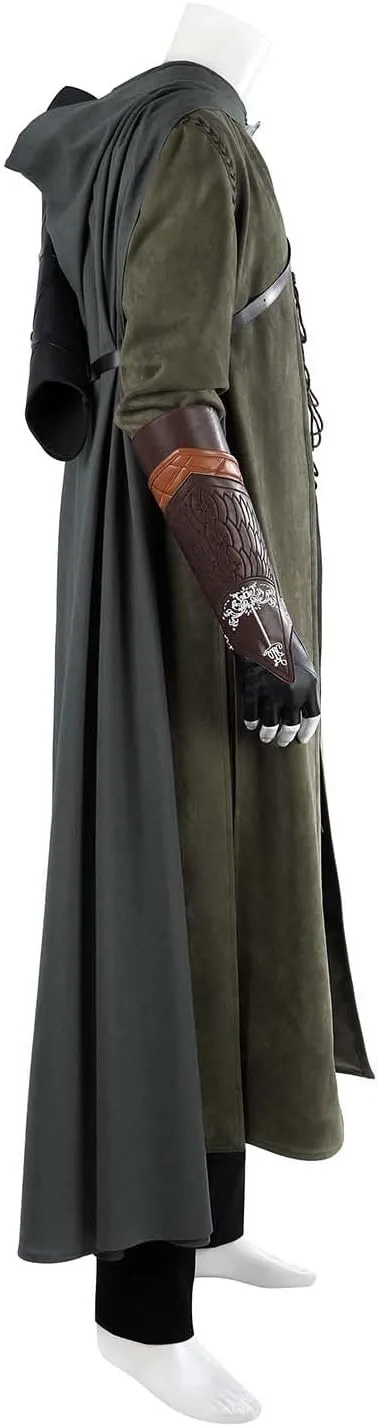 Adult Aragorn Cosplay Costume Medieval Hooded Cloak Tunic Uniform Wristband Belt Accessories Halloween Full Outfit