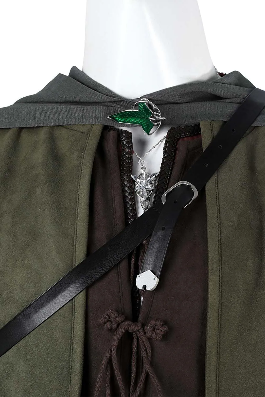 Adult Aragorn Cosplay Costume Medieval Hooded Cloak Tunic Uniform Wristband Belt Accessories Halloween Full Outfit