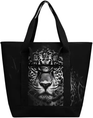 African A-mericans Leopard Shopping Bags Insulated Lunch Bag Shoulder Grocery Bags for Work Travel Beach
