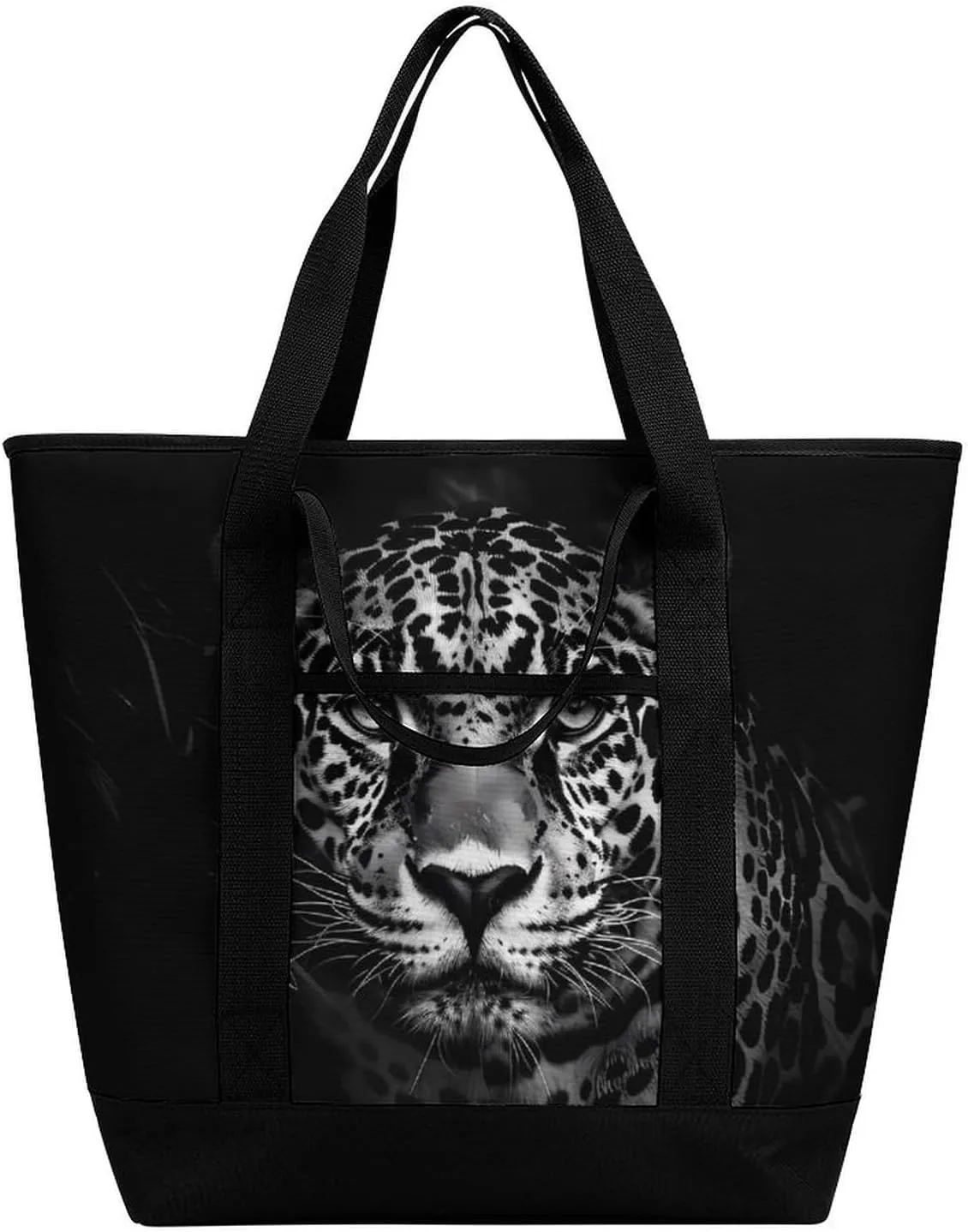 African A-mericans Leopard Shopping Bags Insulated Lunch Bag Shoulder Grocery Bags for Work Travel Beach
