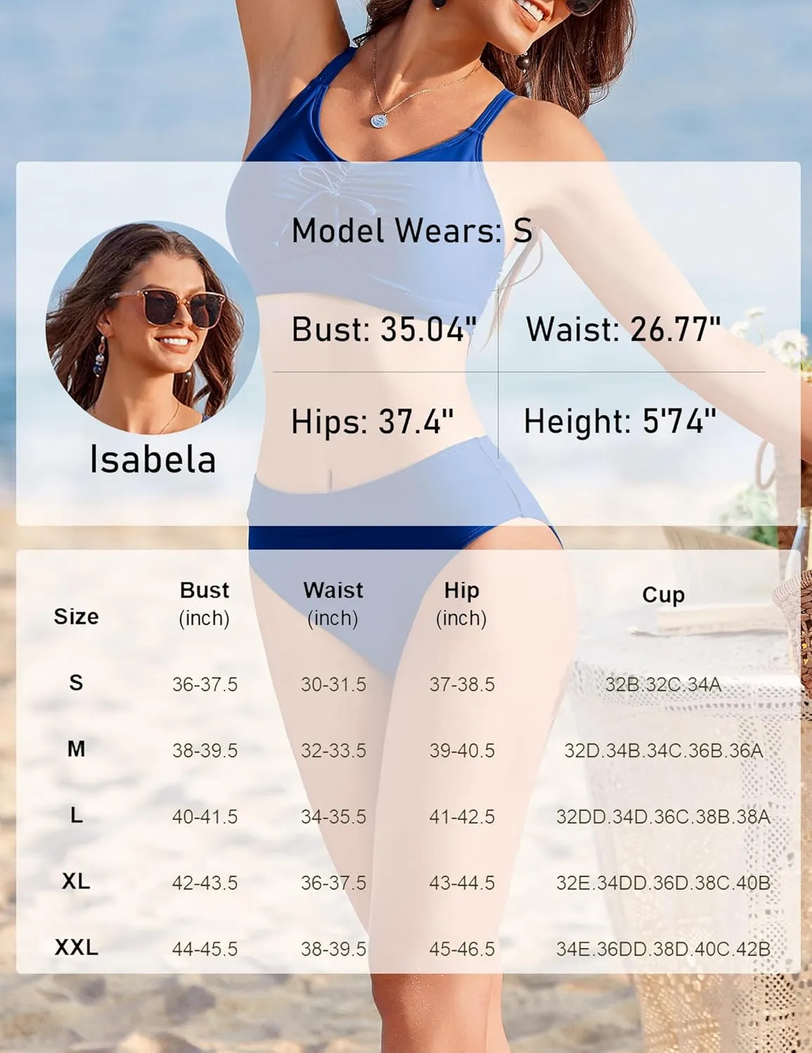 AI'MAGE Bikini Set for Women 2 Piece High Waisted Tummy Control Swimsuits for Women Scoop Neck Women's Bathing Suit 2025