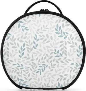 ALAZA Grey and Blue Leaves Branches Travel Makeup Train Case Makeup Cosmetic Case with Adjustable Dividers