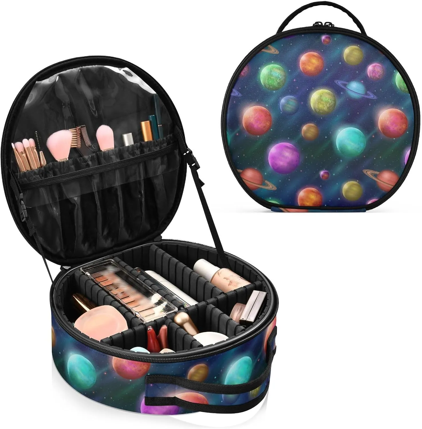 ALAZA Planets Colorful Makeup Bag Travel Cosmetic Bag Large Toiletry Organizer