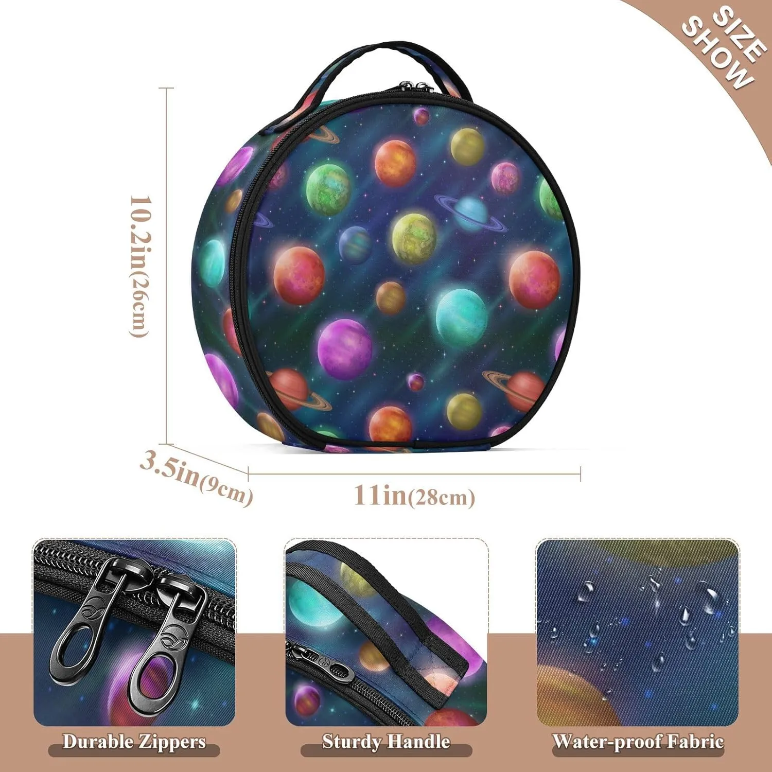 ALAZA Planets Colorful Makeup Bag Travel Cosmetic Bag Large Toiletry Organizer