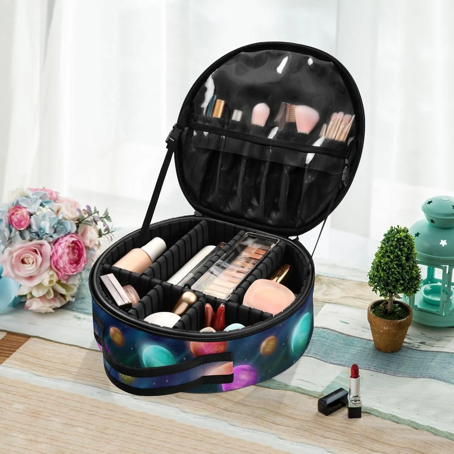 ALAZA Planets Colorful Makeup Bag Travel Cosmetic Bag Large Toiletry Organizer