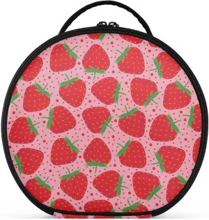 ALAZA Strawberry on Pink Makeup Bag Travel Cosmetic Bag Large Toiletry Organizer
