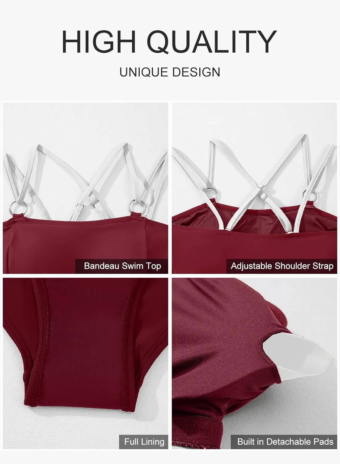 Aleumdr Tankini Swimsuits for Women Two Piece Tummy Control Bathing Suits Flowy Swim Tops with Bottoms