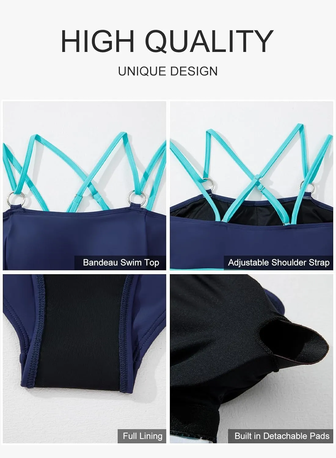 Aleumdr Tankini Swimsuits for Women Two Piece Tummy Control Bathing Suits Flowy Swim Tops with Bottoms