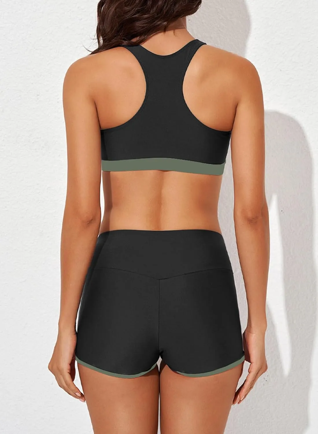 Aleumdr Womens Athletic 3 Piece Tankini Swimsuits with Shorts Swim Tank Tops with Sports Bra and Boyshorts Bathing Suits