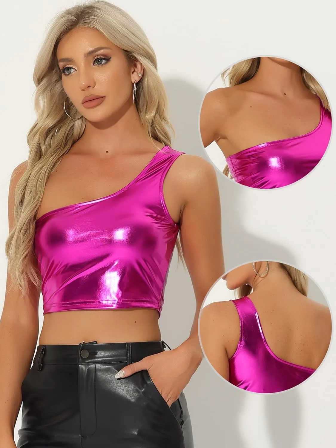 Allegra K womens Holographic Tops