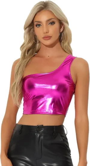 Allegra K womens Holographic Tops