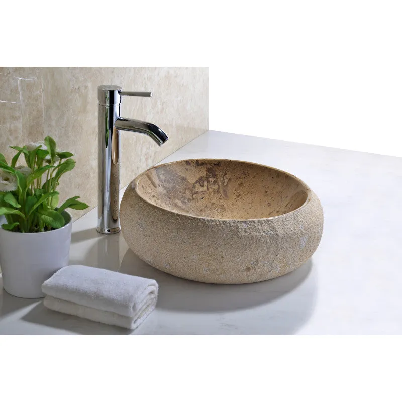 ANZZI Leopards Ash Vessel Sink in Classic Cream Marble
