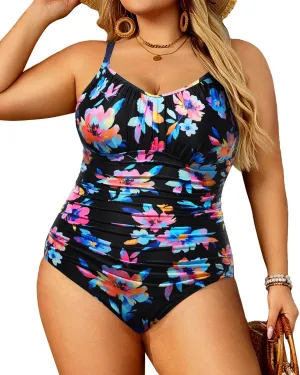Aqua Eve Plus Size Swimsuit for Women Tummy Control One Piece Bathing Suit Vintage Swimwear