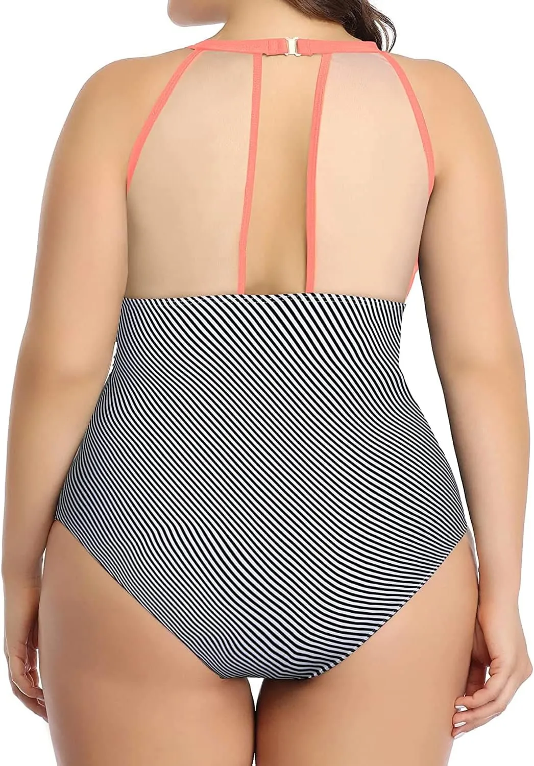 Aqua Eve Plus Size Swimsuit Women One Piece Swimsuit Tummy Control High Neck Bathing Suit Ruched Swimwear