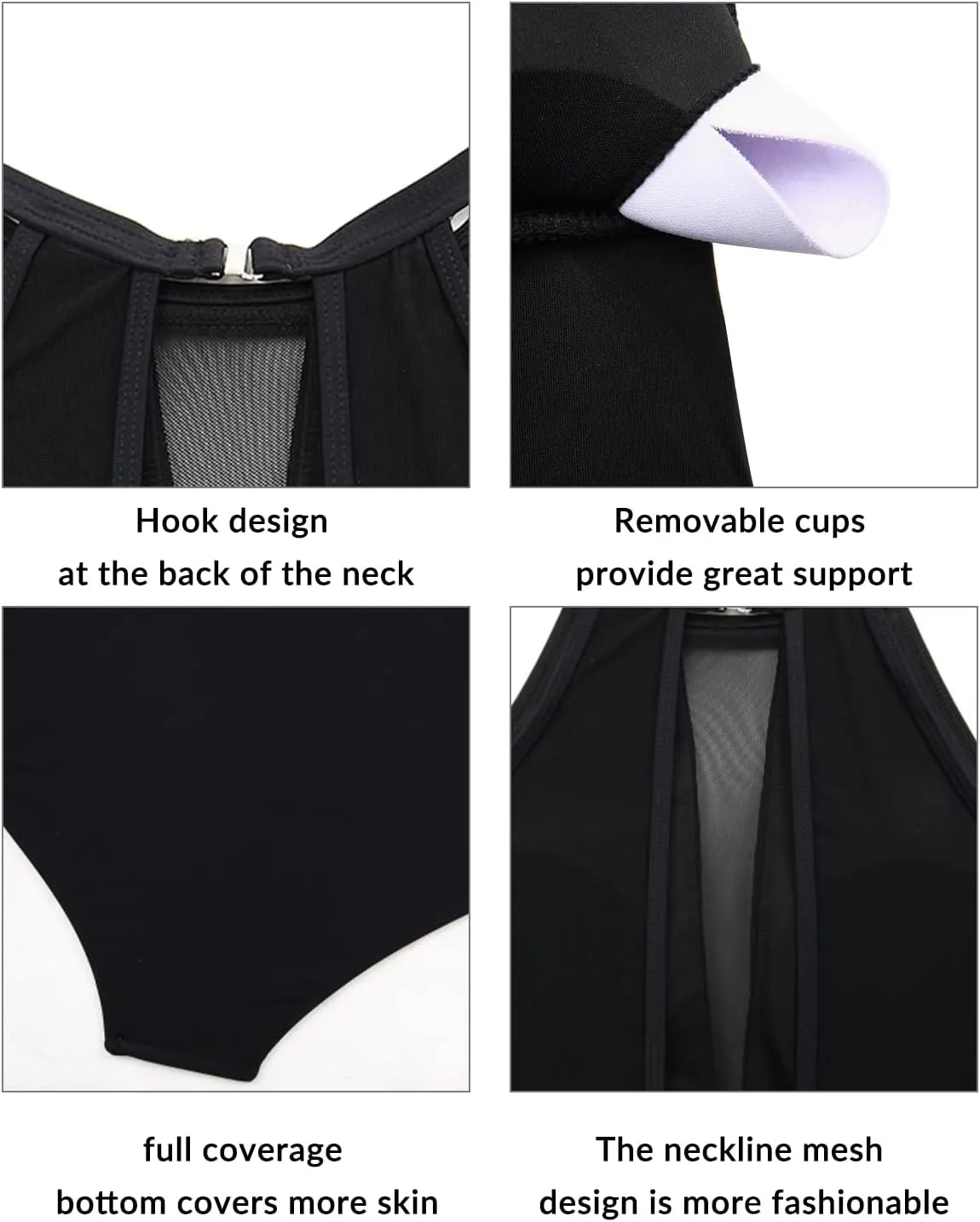 Aqua Eve Plus Size Swimsuit Women One Piece Swimsuit Tummy Control High Neck Bathing Suit Ruched Swimwear
