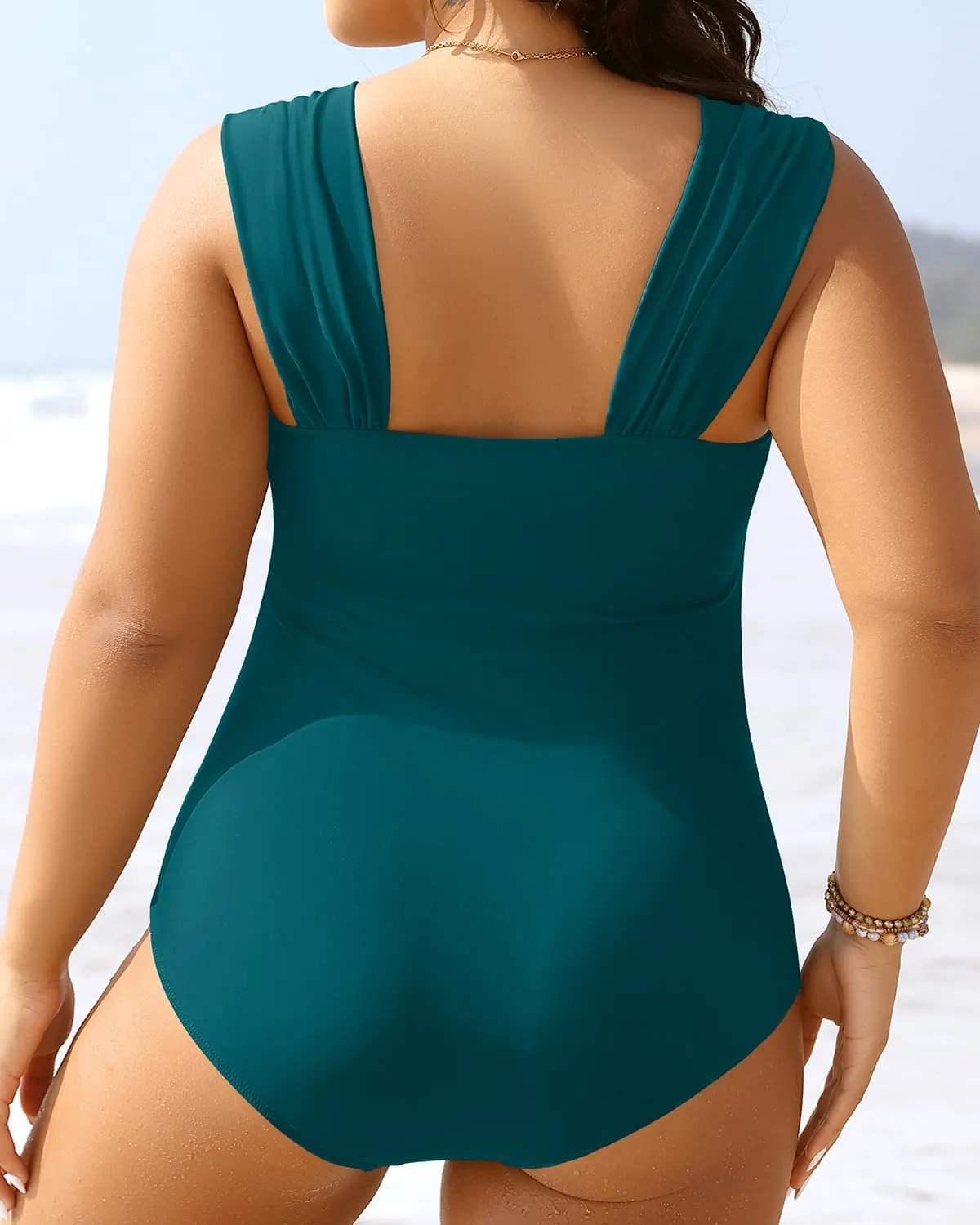 Aqua Eve Womens Plus Size One Piece Swimsuit Tummy Control Bathing Suit Vintage Swimwear